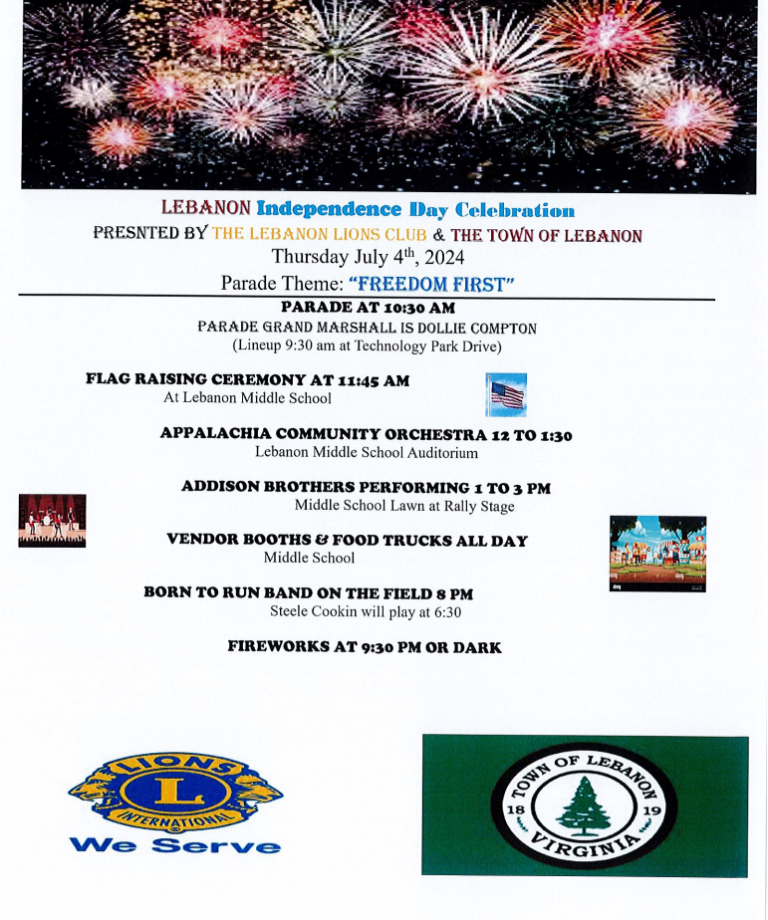 Town of Lebanon July 4, 2024 Parade and Schedule of Events The Town